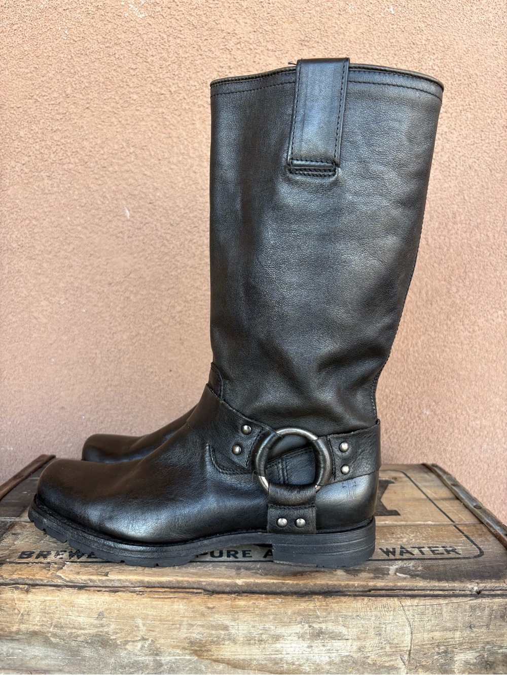 Vintage Frye Women’s Black Leather Harness Boot